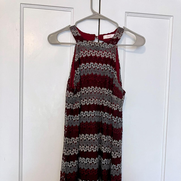 candie-s Dresses & Skirts - ❤️🖤 CHIC CANDIE'S BURGUNDY LACE HALTER DRESS 🖤❤️